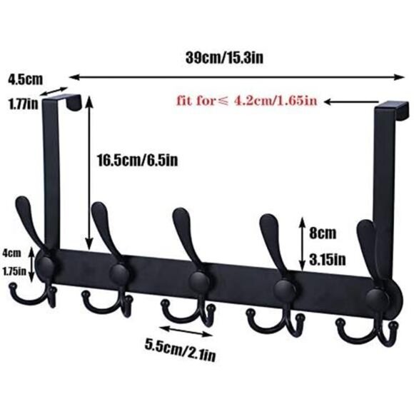 Over The Door Hooks,Coat Rack for Hanging Clothes Hat Towel - Picture 2 of 7